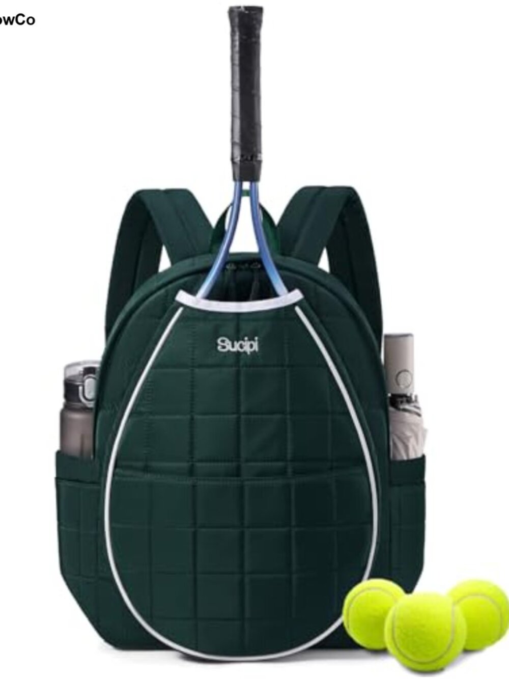 Quilted Tennis Backpack for Women, Pickleball Racket Bag with Separate